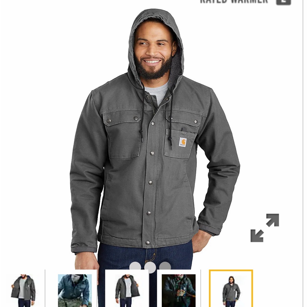 Mens Carhartt Sherpa Lined Jacket in Grey size M - Picture 7 of 7